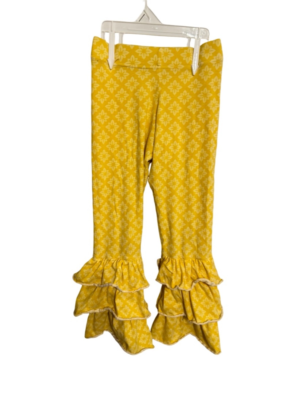 Serendipity Yellow Floral Ruffle Bottom Pants Girls Size 7/8